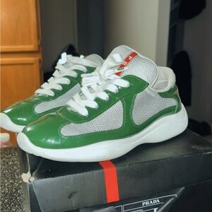 Prada Green and White Sneakers